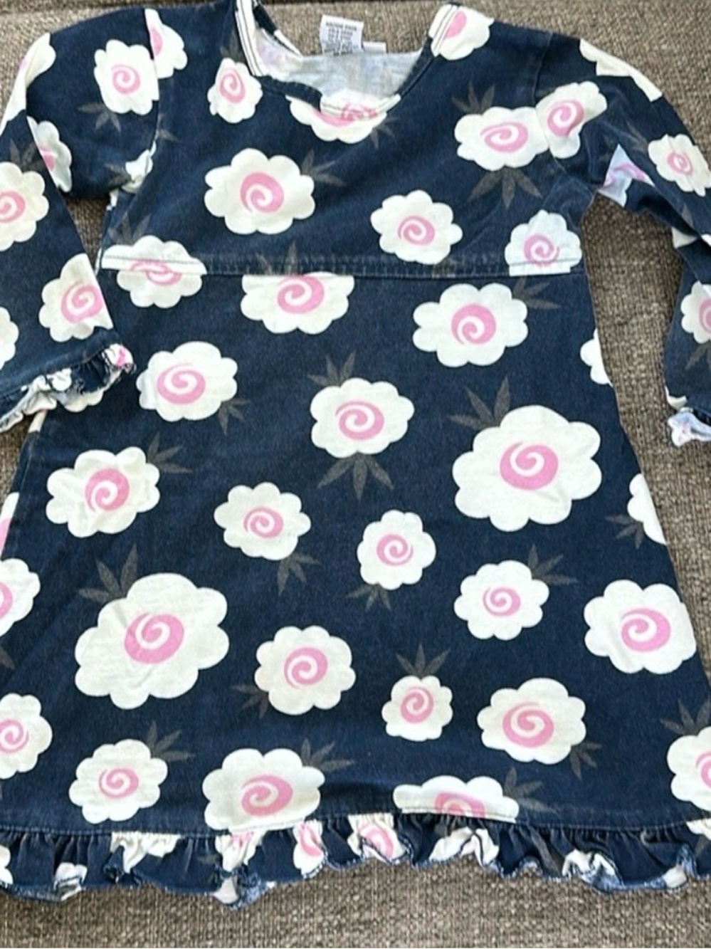 Girlfriends Girls Navy Blue Pink Floral Spiral Cotton Knit Dress Size 4